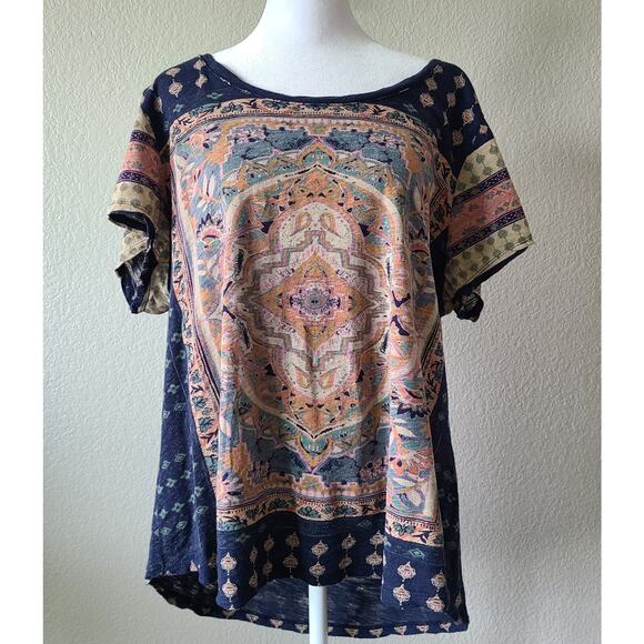 Lucky‎ Brand Women's Persian Carpet Print Tee Shirt Size 1X T-Shirt Cotton Modal - Picture 3 of 12